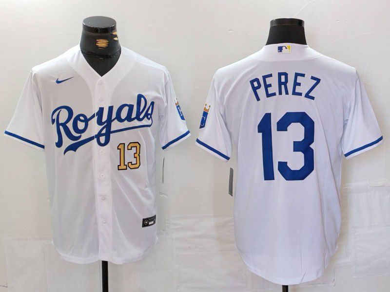 Men Kansas City Royals #13 Perez White Game 2024 Nike MLB Jersey style 2->kansas city royals->MLB Jersey